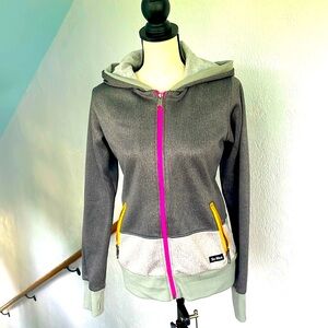 So Nice Canadian Brand hoodie full zip sweatshirt jacket w/Pink Orange Details L